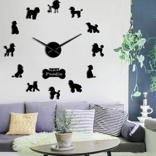 Nordic Vogue Minimalist DIY Royal dog Wall Clock Living Room Modern Creative Ultra-quiet Home Acrylic Mirror Clock Round