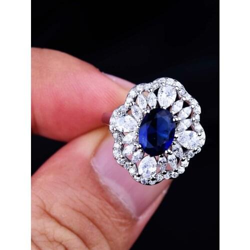 QTT Fashion Big Blue Stone Ring Charm Jewelry Women CZ Wedding Rings Promise Engagement Ring Ladies Accessories Gifts