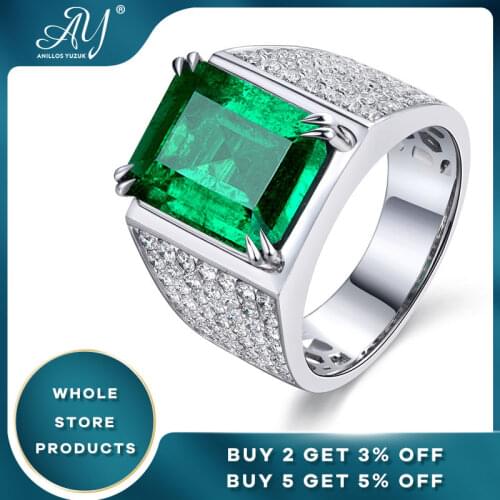 Anillos Yuzuk 925 Sterling Silver Mens Rings Long Rectangle Emerald Pave Ring For Men Luxury Cubic Zirconia Wedding Rings