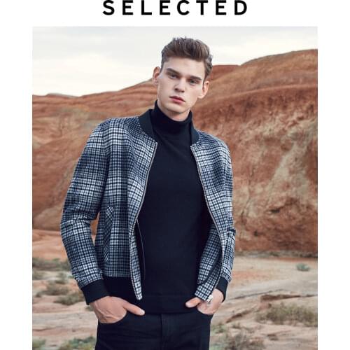 SELECTED Mens Double-sided Wool Coat Winter Checked Baseball Collar Woolen Jacket S | 419327508