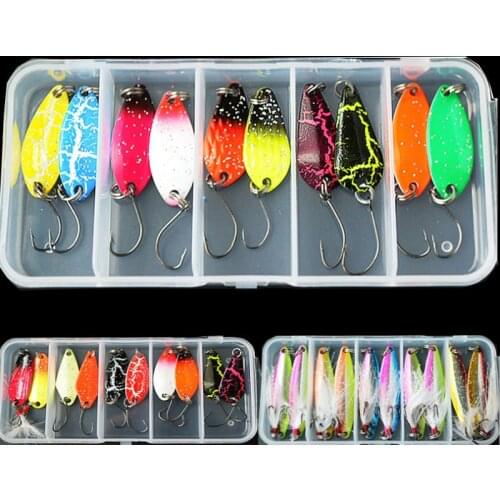New Mixed 10pcs/lot Assorted Fishing Lure Set Metal Fishing Baits Bass Spoon Spinner Bait With Sharp Fishing Tackle Box
