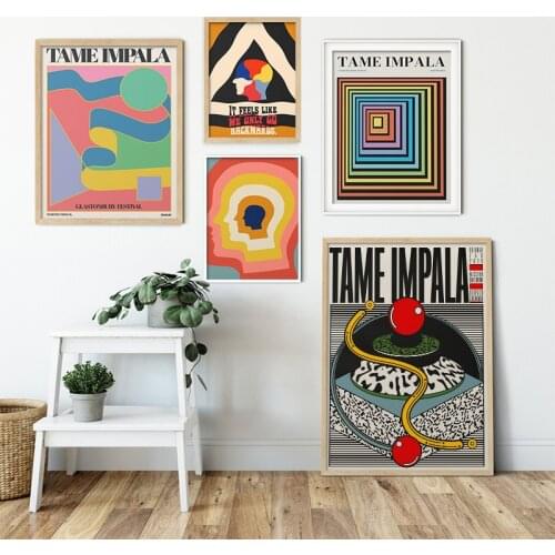 Taming an Impala at Glastonbury Show Posters and Print Vintage Abstract Canvas Painting Wall Picture for Teen Room Decoration