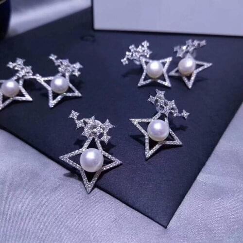 Luxury 925 Sterling Silver Earrings Mountings Setting Finding Jewelry Parts Fittings Accessories for Beads Pearls Stones Corals