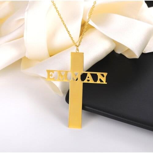 Stainless Steel Charm Choker Cross Custom Name Necklace Pendant For Women Personalized Customized Nameplate Birthday Party Gifts