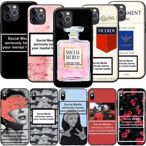 GX223 Social Media Harms Your Health Silicone Soft Case for iPhone 12 Mini 11 Pro XS Max XR X 8 7 6 6S Plus 5 5S SE 2020