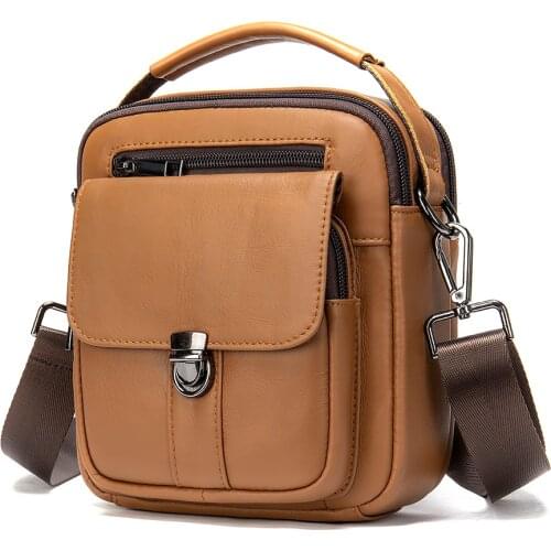 2021 New mens genuine leather shoulder bag guaranteed body bag mens tote bag strap cross male luxury brand messengr bag
