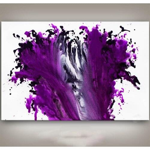 Handmade thick knife abstract high quality oil painting Purple White Black fuchsia color abstract on Canvas Painting Decor