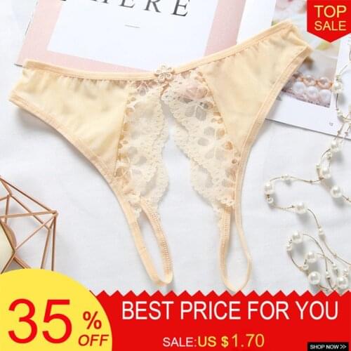 Womens Sexy Lingerie Hot Erotic Underwear Panties Porn Lace Transparent Underwear Crotchless Sex Wear Cheeky Briefs For Woman
