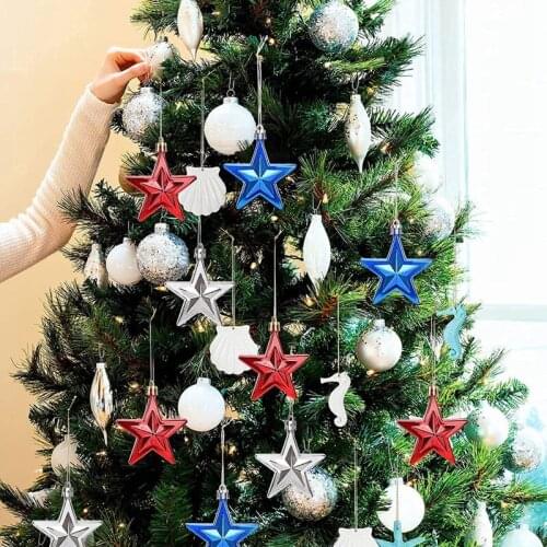 MLGB 4Th of July Decorations Independence Day Christmas Memorial Decorations Patriotic Star Hanging Ornaments 36 Pieces