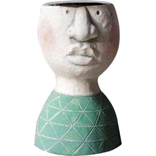 Garden Man Face Flower Vase Succulent Planters Resin Bonsai Pot 1Piece