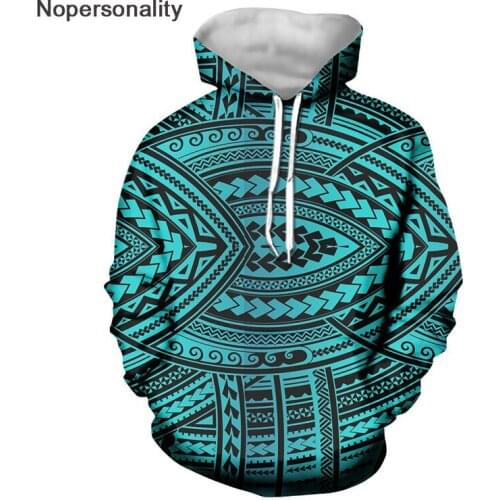 Nopersonaliy Spring Autumn Sweatshirt Polynesian Traditional Tribal Style Hoodie for Women Classic Female Hooded Pullovers Tops