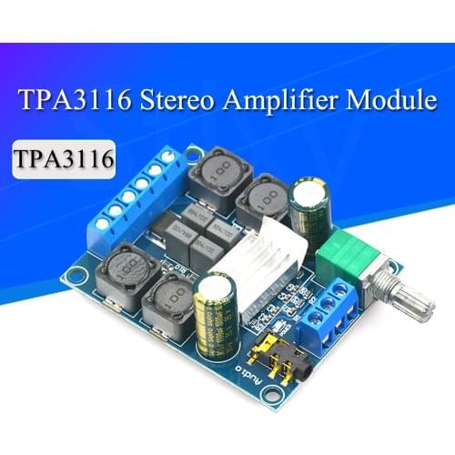 High Efficiency TPA3116 D2 Dual Channel 50Wx2 Amplifier Module DC 4.5-27V Digital Power 2 Channel Stereo Amplifier Board