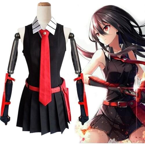 High Quality Anime Akame ga KILL! Akame Men Women Cool Suit Uniform Cosplay Halloween Costume Dress+Shirt+Tie Accessories Sets