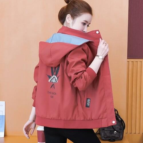 2021 Autumn Korean Fashion Hooded Windbreaker Women Jacket Long Sleeve Ladies Short Coat Female Jackets Baseball Outwear Clothes