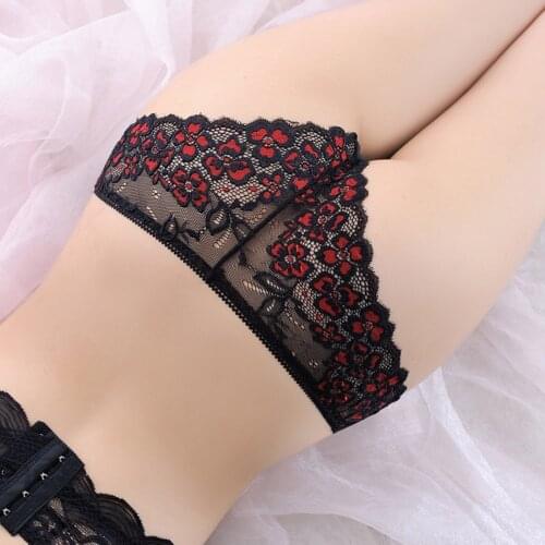 Womens Panties Embroidery Lace Panties Sexy Lingerie Thongs Womens Underwear Shorts Low-waist Briefs G-string Free Shipping