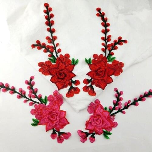 1Pair 3D Polyester Embroidery Shoes Flowers Lace Sewing Patch Handmade Decals costumes dance Dress 25X11cm