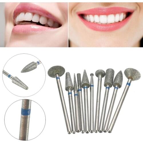 10pcs 2.35mm Dental Dill Bits Sintered Diamond Point Polisher Shank Rotary Bur Grinder Abrasive Bits Set Lab Equipment Tool