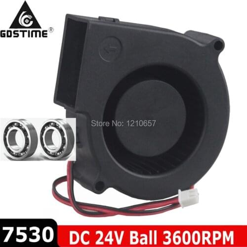 10PCS Gdstime 75mm x 30mm 24V 2Pin Dual Ball Bearing 7530 Brushless DC Cooling Blower Fan