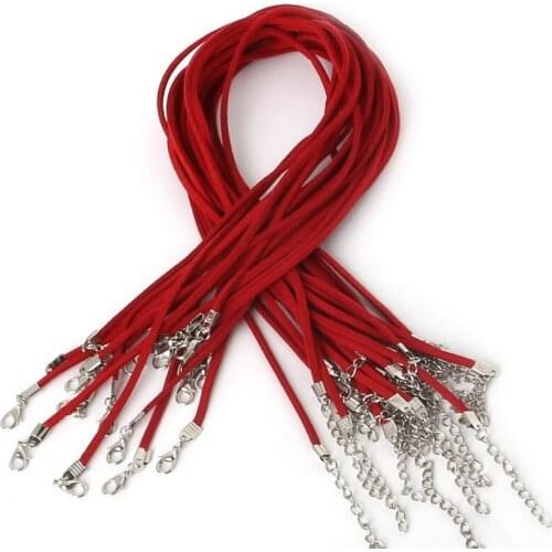 10pcs/lot 3mm Adjustable Assorted Korea cashmere Colors Necklace Cord with Lobster Clasp For DIY Jewelry Making FXR023-01
