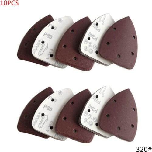 10pcs Triangle Back Velvet Sandpaper With Hole Flocking Sandpaper Grit40-400