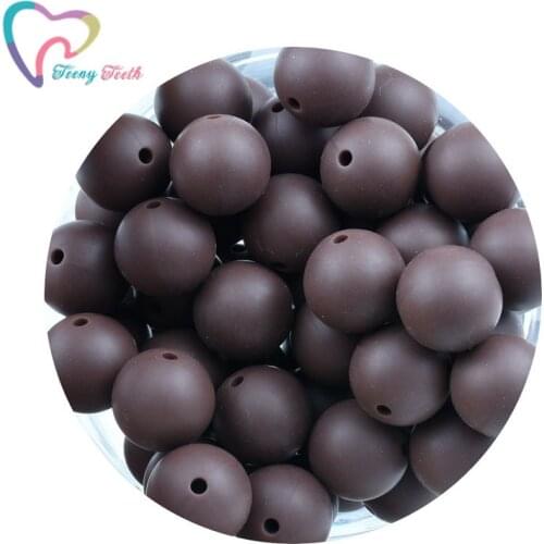 10 PCS Chocolate Brown Silicone Round 12-15 MM Beads Baby Teether Hexagon 14-17 MM DIY Necklace Teething Toys Silicone Beads