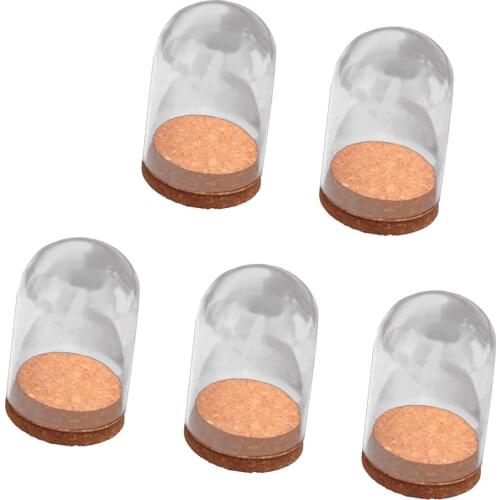 5Pcs DIY Craft Glass Dome Shade Cover Shield Wooden Cork Base Home Room Decorative Ornament Landscape