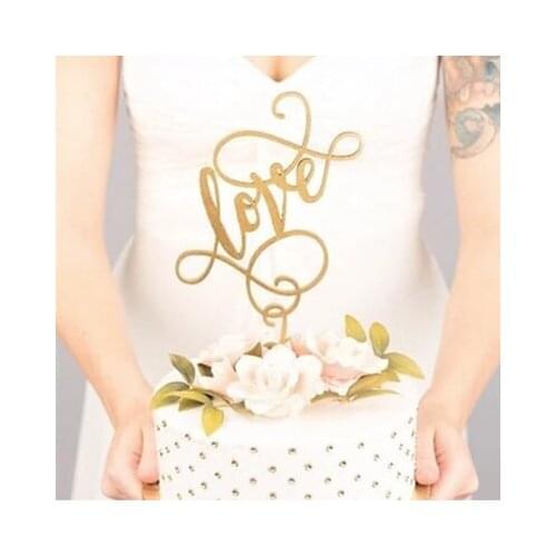 5Pcs New Fashion Acrylic Gold Love Cake Toppers Decor Valentines Day Party Supllies For Baking Ins Lovely Gifts Dessert Cupcake