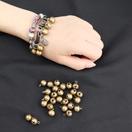 50PCS Christmas Bells Brass Loose Beads Small Jingle Bell for Christmas tree Cat Neck OrnamentsKey chain Festival home Decor