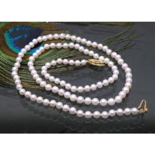 AAA+++ JAPANESE perfect round 4.5-5 mm white akoya pearl necklace 14k/20 solid gold