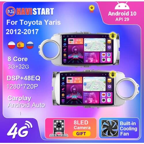 Android 10 Car For Toyota Yaris 2012-2017 Left Right Wheel GPS Navigation DSP Carplay 4G WIFI BT 2 Din Car Radio No DVD Player