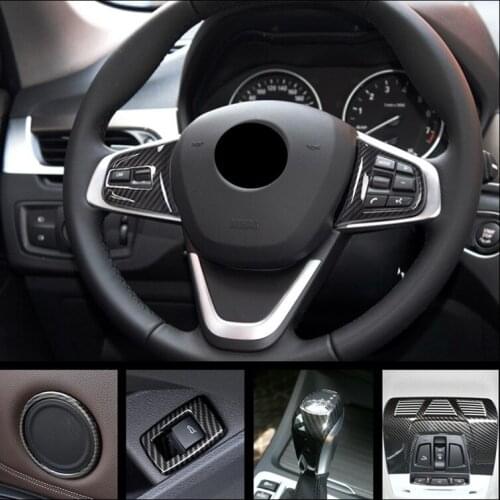 Car Console Gearshift Frame Multimedia Panel Decoration Cover Trim Carbon Fiber Color Stickers For BMW X1 F48 LHD Interior Decal