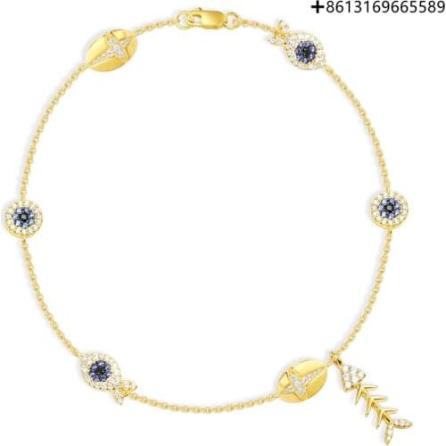The original reproduction 1:1 gold and sterling silver diamond diamond ETE bone anklet