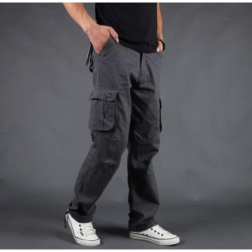 High quality New Mens Cargo Pants Mens Casual Multi Pockets Military Pants Men Outwear Army Straight slacks Long Trousers