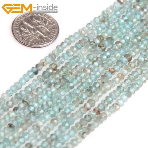 Gem-inside Natural Faceted Light Blue Heishi Rondelle Disc Spacer Apatite Beads For Jewelry Making Strand 15inches DIY Jewellery