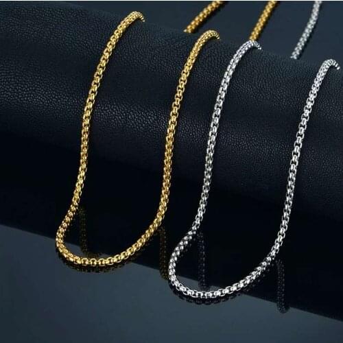 3mm Gold Black Silver Plated Stainless Steel Pearl Chain Long Necklace Colar Choker Men Women Collar Jewelry Free Shipping