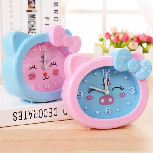 Cartoon Cat Alarm Clock Child Alarm Clocks Student Desktop Watch Bedside Watches Creative Modern Childrens Room Decor