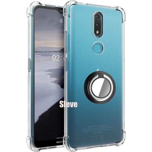 Metal Ring Case For Nokia 2.4 Heavy Duty Shockproof Airbag Shockproof Cover for Nokia2.4 HTA-1277 TA-1275 TA-1274 TA-1270