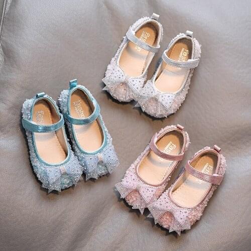 Baby girl leather shoes kids cute princess flat shoes kids rhinestone buckle fashion shoes