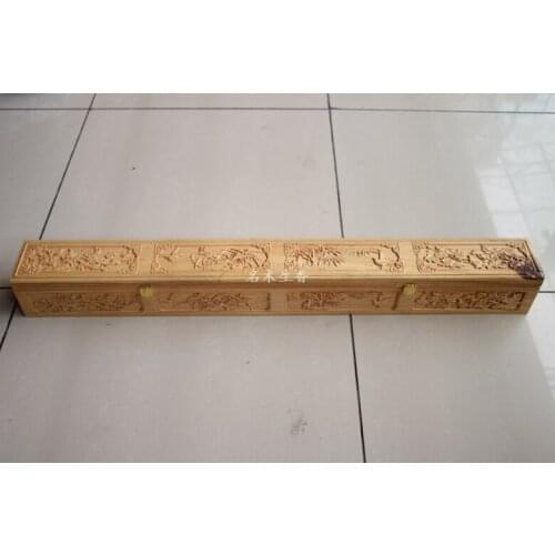 Dongyang wood carving camphorwood box wood box and box jewelry box packing box 10*90 collection of painting and calligraphy
