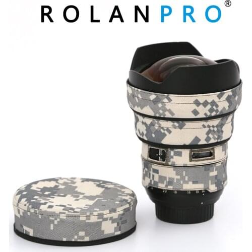 ROLANPRO Lens Cover Camouflage Rain Cover for Nikon AFS 14-24mm F/2.8G ED Lens Sleeve Guns Clothing Photography Case