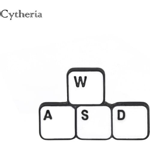 Gaming Keyboard WASD Brooch Funny Letter Block Computer Game Control Keyboard Enamel Pin Shirt Denim Badge Computer Worker Gifts