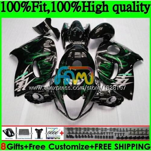 Injection For SUZUKI Hayabusa GSXR1300 08 09 10 11 12 Green flames 56BS.63 GSX-R1300 GSXR 1300 2008 2009 2010 2011 2012 Fairing