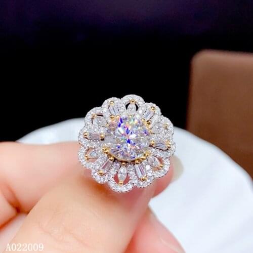 KJJEAXCMY Fine Jewelry Womens 925 Sterling Silver Inlaid 2 Carat Mosang Diamond Noble Ring