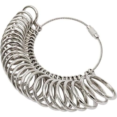 Aluminum Alloy Ring Gauges Sizer Meter Hand Loop Jewellery Measuring Ring Tool Size 41-76/ A-Z/0-15