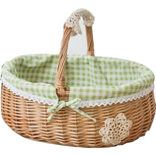 Storage Basket Food Basket Rattan Wicker Egg Basket Portable Gift Picnic Fruit Small Woven Bamboo Folwer Basket ASD88