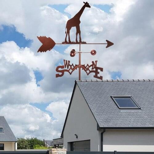 Wrought Iron Metal Weather Vane Retro Farm Scene Garden Stake Weathervane Decor Measuring Tool