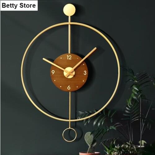 American Round Metal Wall Clock Living Room Background Wall Decoration Ornaments Quartz Clock Hollow Crafts Gift Home Decoration