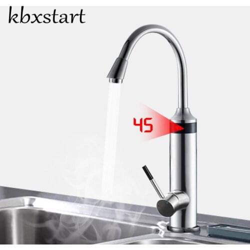 Kbxstart Kitchen Tankless Water Heater Tap Electric Water Faucet Third Generation Heating Tube Torneira 220V With Safer Handle