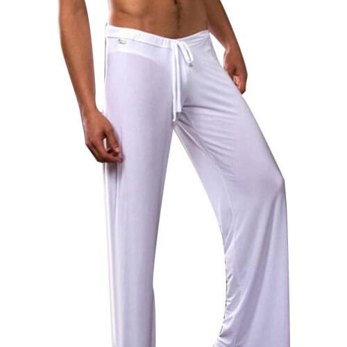 Mens Casual Pants 2021 Summer For Date Casual Men Solid Color Drawstring Homewear Yoga Pants Loose Pajama Trousers