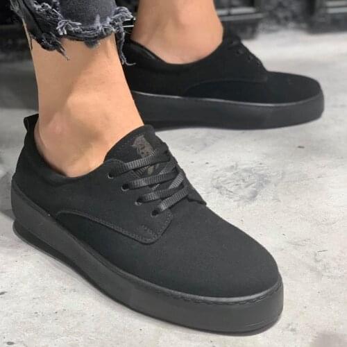 Knack Daily Shoes 077 Black Suede Men 'S Seasonal Comfortable Orthotic Insole Sneaker Spring and Summer Fashion Sport Lace-Up Style